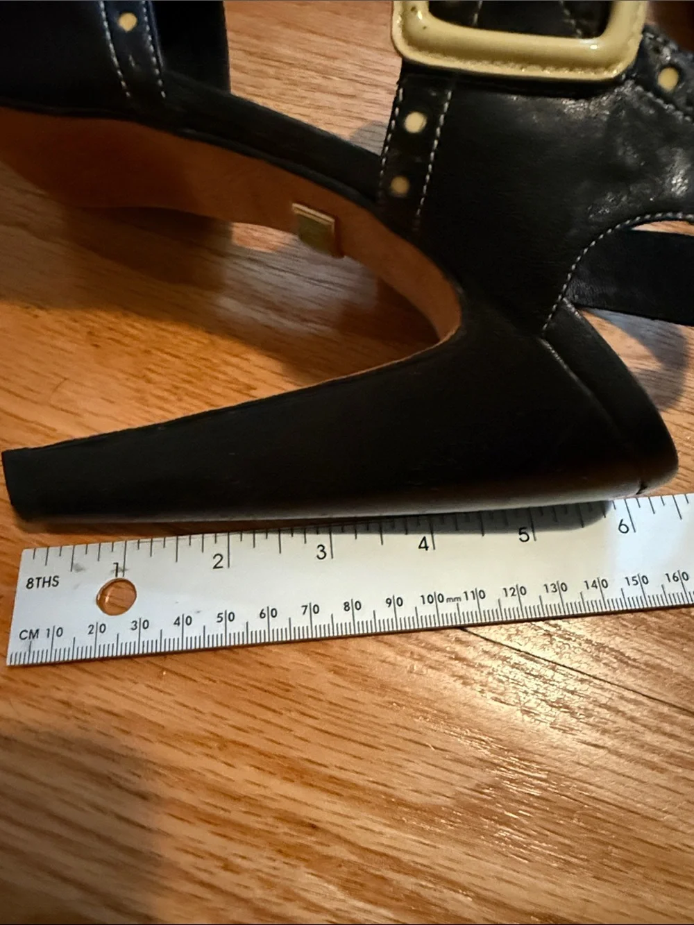 L.A.M.B. Gwen Stefani Vintage Black Leather Polka Dot Mary Jane Heels Size 9.5 M